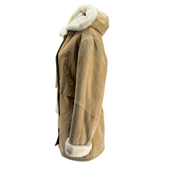 J.G. Hook Women's Penny Lane Coat Leather Fur Hood SZ L Boho Hippie Yellowstone - Picture 5 of 11